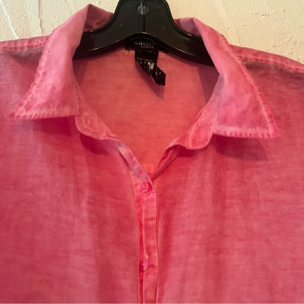 Pink Button-Up Women's Top - Picture 3 of 5